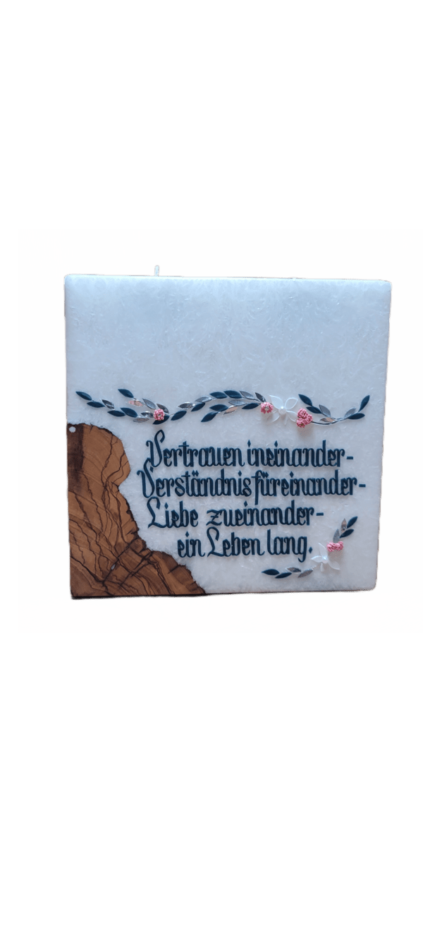 hochzeitskerze mit holz "einzelstück"