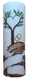 gedenkkerze mit holzelement