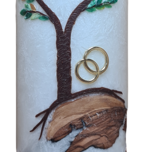 gedenkkerze mit holzelement