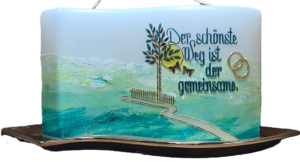 hochzeitskerze welle in weiß